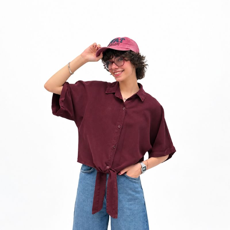 شومیز سیلک گره ای