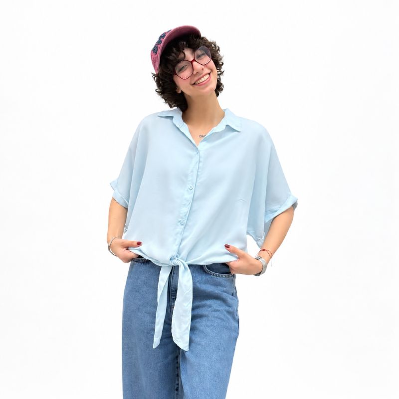 شومیز سیلک گره ای